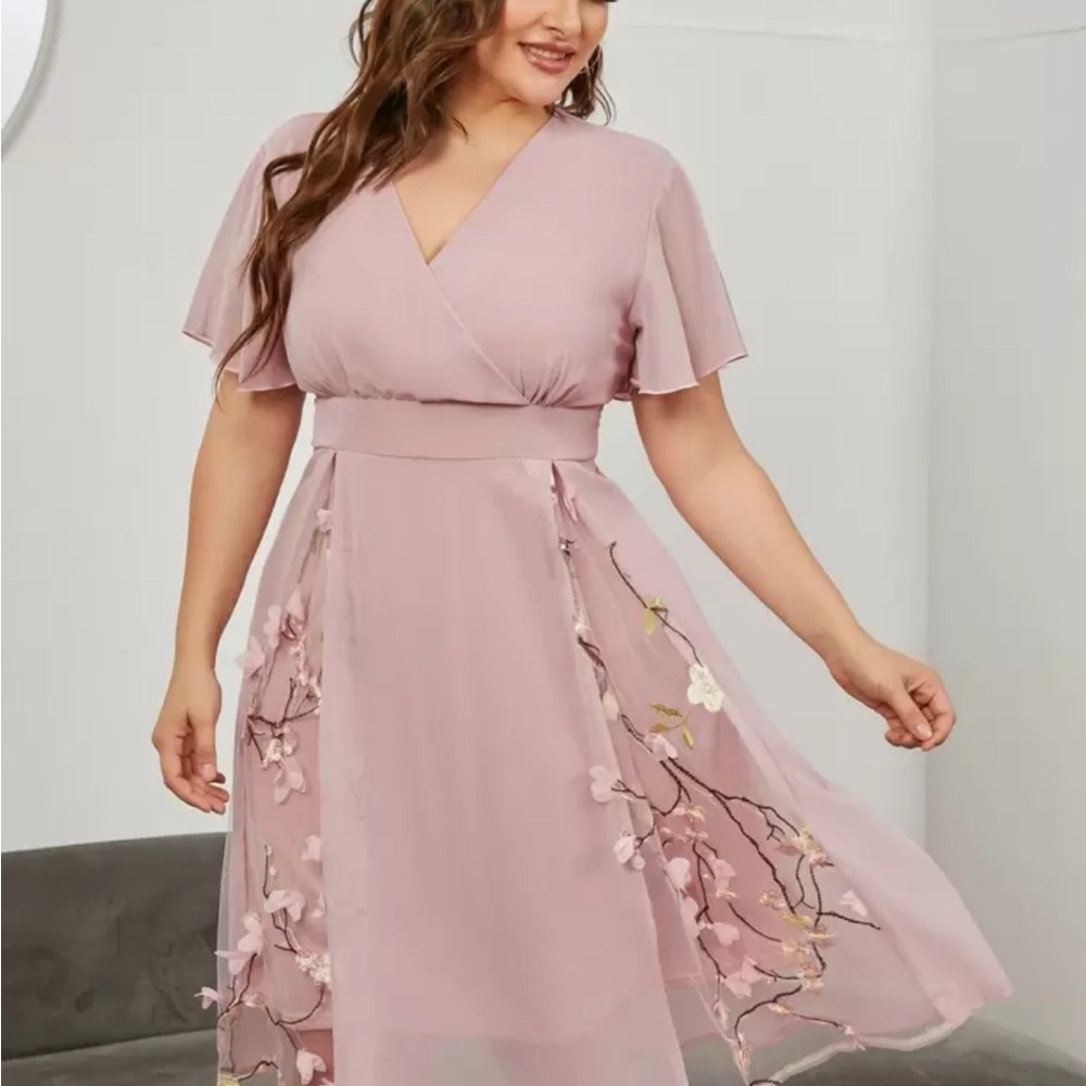 Elegant Pink Floral Dress